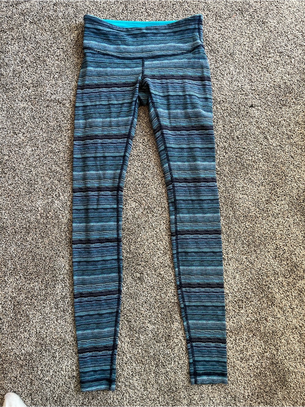 lululemon athletica Teal and Black Striped Leggings